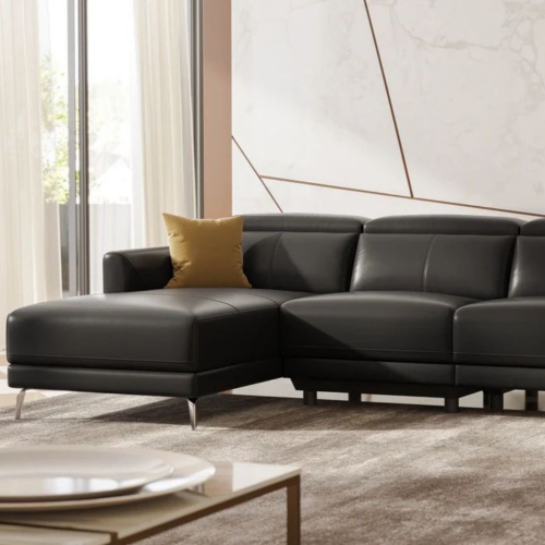 Valencia – sofa modulaire inclinable Andria, fauteuil gauche en cuir, noir