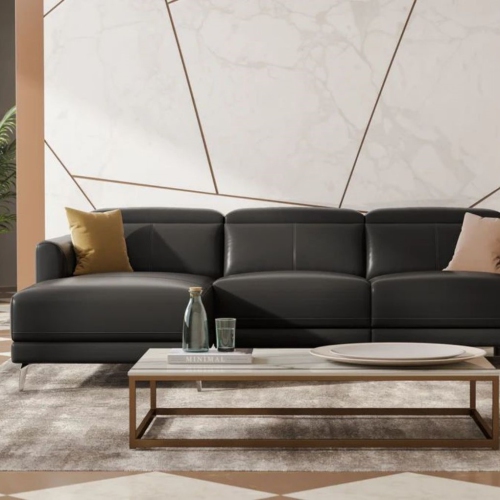 Valencia – sofa modulaire inclinable Andria, fauteuil gauche en cuir, noir