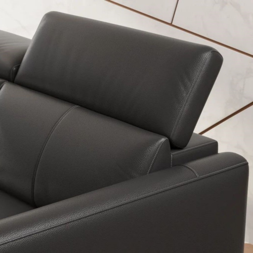 Valencia – sofa modulaire inclinable Andria, fauteuil gauche en cuir, noir