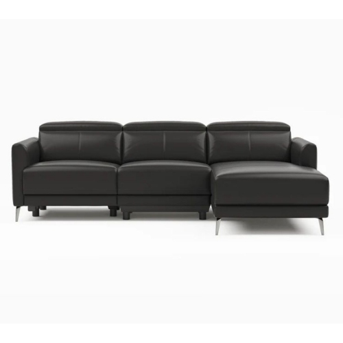 Valencia Andria Leather Reclining Sectional Sofa Right Hand Chaise, Black