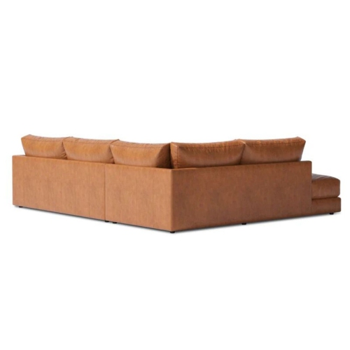 Valencia Serena Leather Sectional Sofa Left Chaise, Cognac