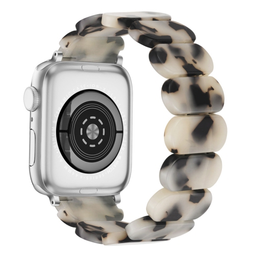 WORRYFREE GADGETS  Wfg Resin Band for Apple Watch Oval Version-Tortoise Shell Design - 38/40/41MM - Tortoise In Ivory