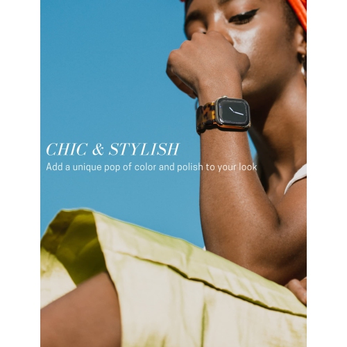 WFG Resin Band for Apple Watch Oval Version-Tortoise Shell Design - 38/40/41mm - Ivory Tortoise