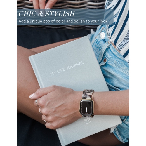 WFG Resin Band for Apple Watch Oval Version-Tortoise Shell Design - 38/40/41mm - Ivory Tortoise