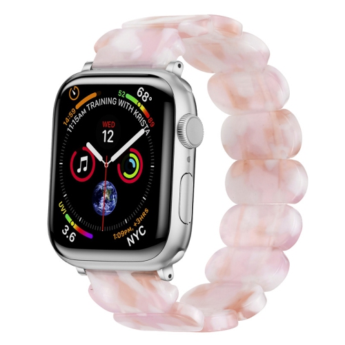 WORRYFREE GADGETS  Wfg Resin Band for Apple Watch Oval Version-Tortoise Shell Design - 42/44/45/49MM - In Pink