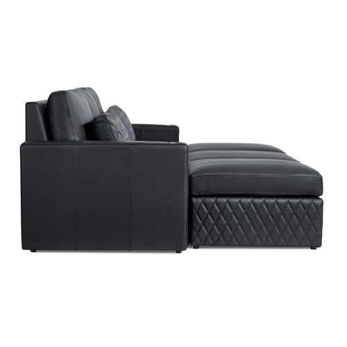 Valencia Pisa Leather Lounge Sectional Sofa 3 Seats & 3 Ottomans,Black