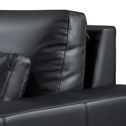 Valencia Pisa Leather Lounge Sectional Sofa 3 Seats & 3 Ottomans,Black