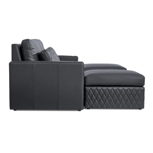 Valencia Pisa Leather Lounge Sectional Sofa 3 Seats & 2 Ottomans, Black