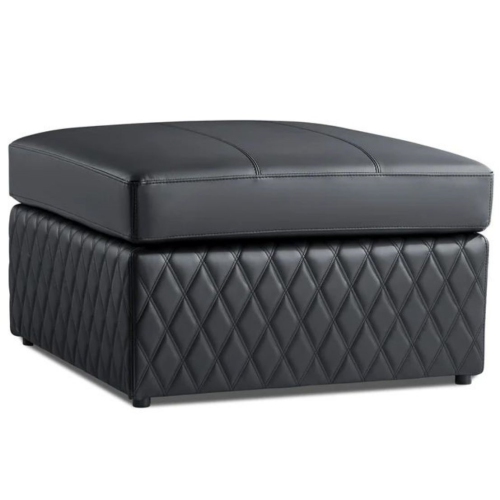 Valencia Pisa Leather Lounge Sectional Sofa 3 Seats & 2 Ottomans, Black