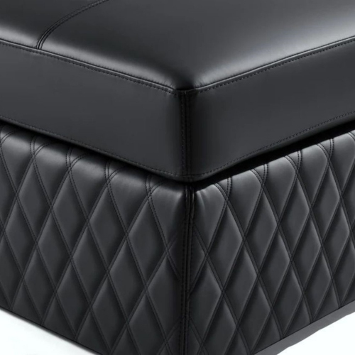 Valencia Pisa Leather Lounge Sectional Sofa 3 Seats & 2 Ottomans, Black