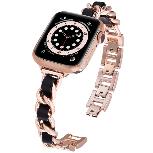 WORRYFREE GADGETS  Wfg Slim Metal Chain Bracelet Band for Apple Watch - 42/44/45MM - Rose In Gold