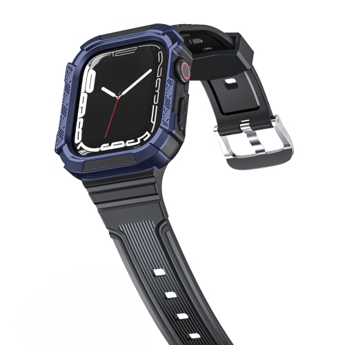 Bracelet en polyuréthane thermoplastique WFG avec étui protecteur intégré pour Apple Watch - 44/45&nbsp;mm - Noir/rouge