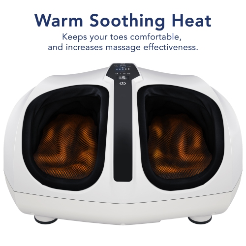 Shiatsu Foot Massager Machine with Kneading and Switchable Heat - White