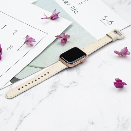 WFG Leather Band for Apple Watch -38/40/41mm -Beige White