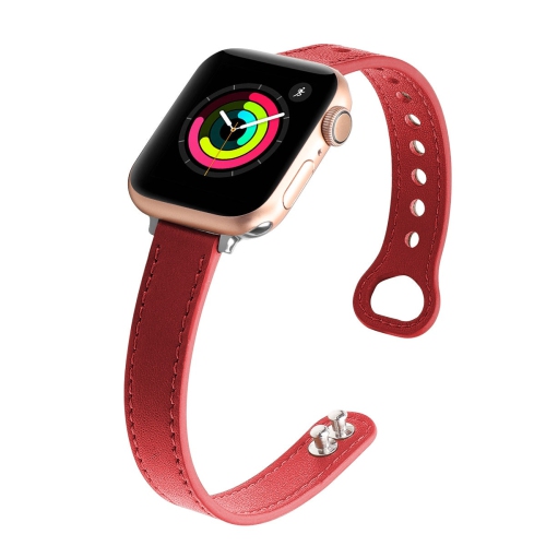 WORRYFREE GADGETS Wfg Slim Dressy Leather Band for Apple Watch -38/40/41 - Red