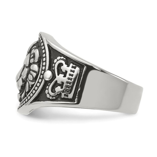 Mens Antiqued Stainless Steel Lion Ring
