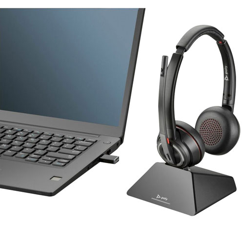 Casque d'écoute Bluetooth à suppression du bruit Poly Savi 8220 de HP - Noir