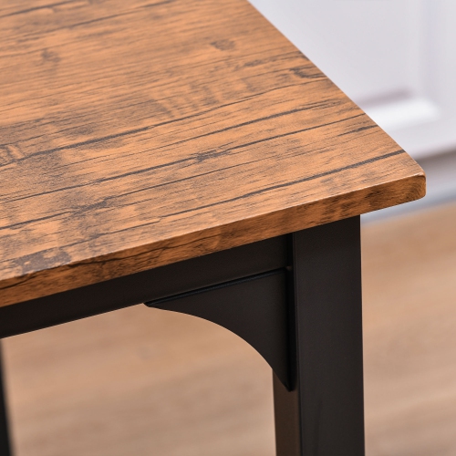 HOMCOM 5-Piece Counter Height Bar Table Set, Industrial Dining Table Set for 4, Space Saving Square Kitchen Table and Chairs Set with Footrest, Metal