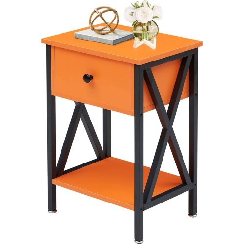 NONE  Night Stand for Bedroom, Modern Bedside End Tables, Nightstands With Drawer &storage for Office, Living Room In Orange