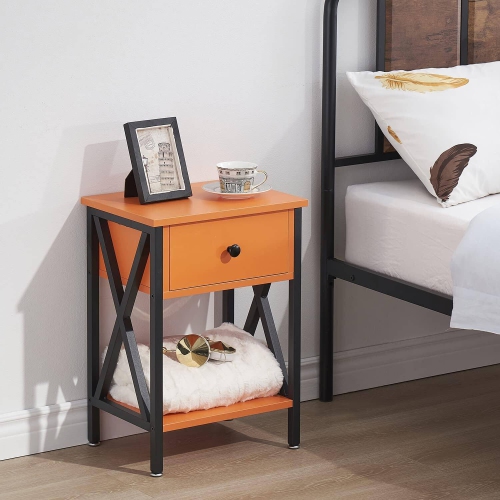Night Stand for Bedroom, Modern Bedside End Tables, Nightstands with Drawer &Storage for Office, Living Room, Orange