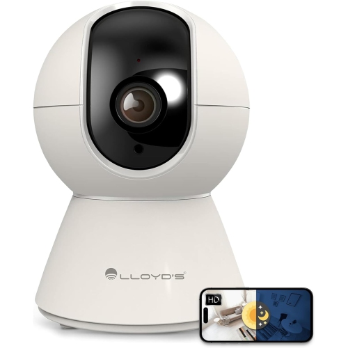 LLOYD'S  Home Ip Smart Wifi Pan-Tilt Camera, Wireless Home Camera - 30Ft Night Vision, Full HD 1080P, 2-Way Audio, Compartile W/alexa & Google