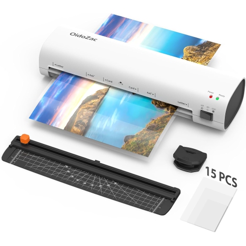 OidoZac Laminator, Compact A4 Letter Size Laminating Machine with 15 Pouches Special for Small Desktop