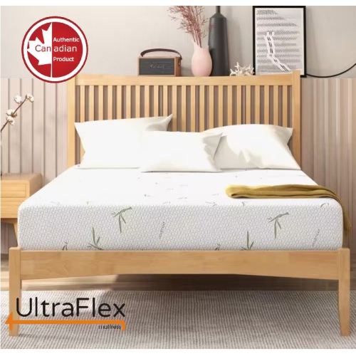 UltraFlex EasySleep Mattress- Canadian-Made Medium Firm Gel Infused Reversible Comfort, Pressure Relief, Bamboo Cover, CertiPUR-US® Certified Foam,