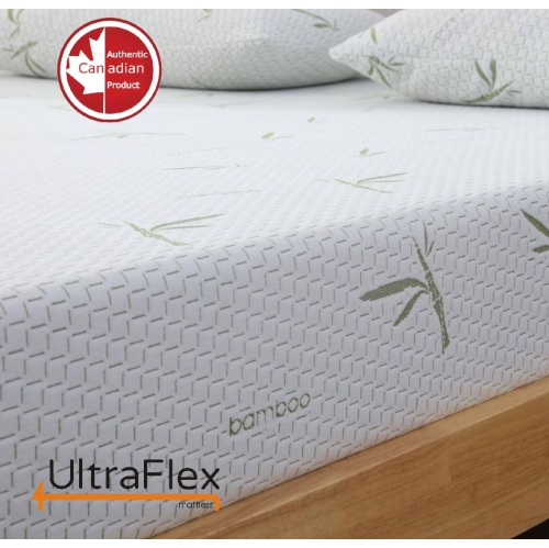 UltraFlex EasySleep Mattress- Canadian-Made Medium Firm Gel Infused Reversible Comfort, Pressure Relief, Bamboo Cover, CertiPUR-US® Certified Foam,