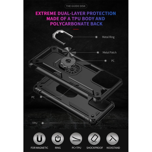 [CS] Hybrid Magnetic Hard Kickstand Case Cover with Ring Holder for Motorola Moto G Power 2024, Red