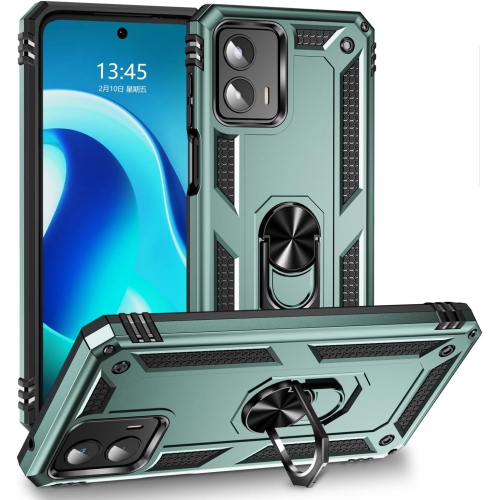 [CS] Étui rigide magnétique hybride avec support à anneau pour Moto G Power 2024 de Motorola, vert minuit