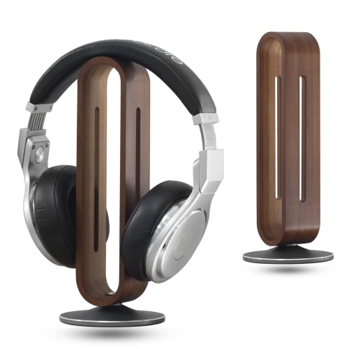 Headphone Stand for Desk,BRIGHT STONE Wood Headset Holder Bamboo & Aluminum Earphone Stand for All Headphones
