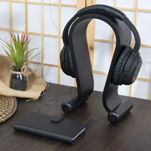 Wooden Omega Headphone Stand - Universal Headset Wood Hanger - Holder for Gaming Headsets DJ Studio Headphones & Earphone Display - Oak
