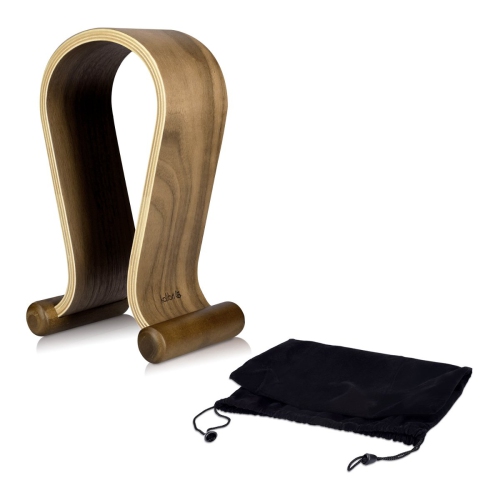 Wooden Omega Headphone Stand - Universal Headset Wood Hanger - Holder for Gaming Headsets DJ Studio Headphones & Earphone Display - Walnut