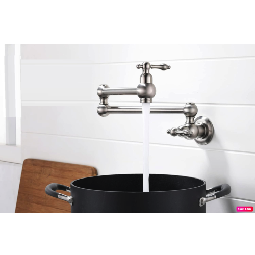 MAX Faucets | Pot Filler Faucet Double Handle Traditional Wall Mounted With Accessories 22" Brushed Nickel Finish