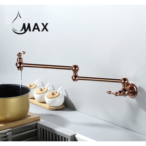 MAX Faucets | Pot Filler Faucet Double Handle Traditional Wall Mounted With Accessories 22" Rose Gold Finish