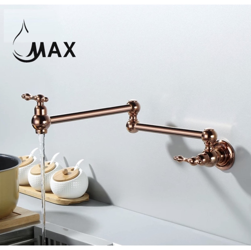 MAX Faucets | Pot Filler Faucet Double Handle Traditional Wall Mounted With Accessories 22" Rose Gold Finish