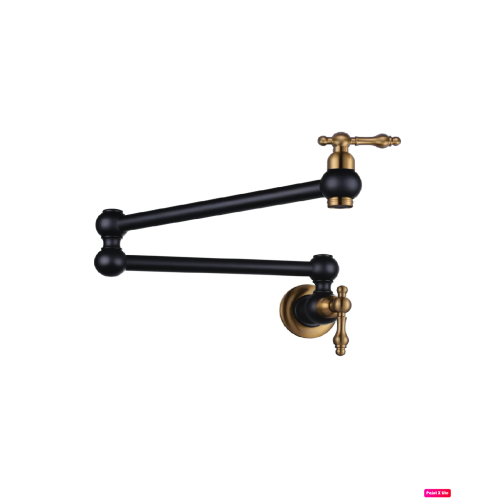 MAX FAUCETS  | Pot Filler Faucet Double Handle Traditional Wall Mounted 22" Matte Black, Brushed Finish In Gold