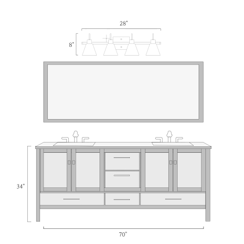 Modern Bathroom Bell Vanity Light 4-Light Black and Brass Powder Room Round Wall Light with Seeded Glass Shades