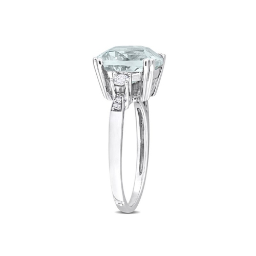 3.70 Carat Aquamarine Cushion-Cut Ring in 10K White Gold