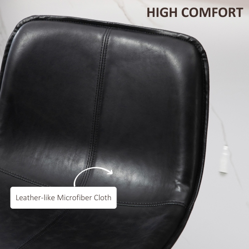 Ensemble de 2 tabourets de bar à hauteur de comptoir, tabourets de cuisine 26 po avec pattes en acier pour coin repas, allée de cuisine, noir