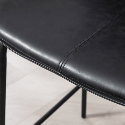 Ensemble de 2 tabourets de bar à hauteur de comptoir, tabourets de cuisine 26 po avec pattes en acier pour coin repas, allée de cuisine, noir