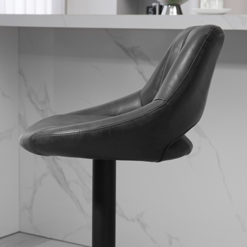 HOMCOM Bar Stools Set of 2, Swivel Counter Height Barstools with Adjustable Height, Faux Leather Upholstered Bar Chairs with Round Metal Base and