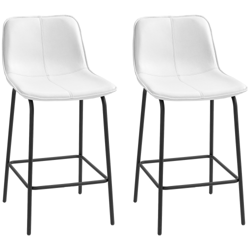 Ensemble de 2 tabourets de bar HOMCOM, chaises de bar rembourrées à hauteur de comptoir, tabourets de cuisine 26&nbsp;po avec pattes en acier pour la