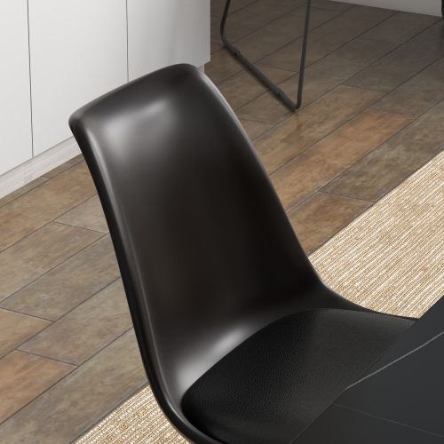 HOMCOM Dining Chairs Set of 4, Modern Kitchen Chairs with PU Leather Cushion and Wood Base, Upholstered Accent Chairs for Living Room and Dining