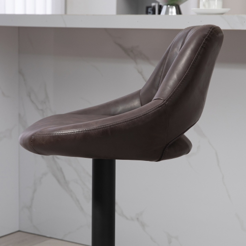 HOMCOM Bar Stools Set of 2, Swivel Counter Height Barstools with Adjustable Height, Faux Leather Upholstered Bar Chairs with Round Metal Base and