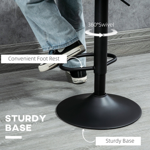 HOMCOM – Ensemble de 2 tabourets de bar pivotants à hauteur de comptoir à hauteur réglable, chaises de bar rembourrées en lin avec base ronde en