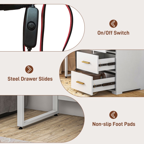 HOMCOM – coiffeuse avec miroir à DEL lumineux, bureau de maquillage à 4 tiroirs, coiffeuse avec tablettes de rangement, blanc