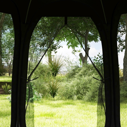 Outsunny 11' x 11.5' Screen Tent House, Pop Up Tent Gazebo with Nettings, Portable Carry Bag and 2 Doors, Black