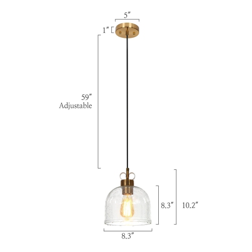 Modern Kitchen Island Pendant Light, Eicy 1-Light Gold Dining Room Ceiling Light with Water Glass Shade