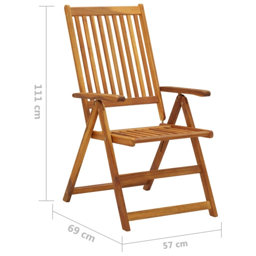 Chaises inclinables de jardin VidaXL 2 pièces avec coussins bois d'acacia massif